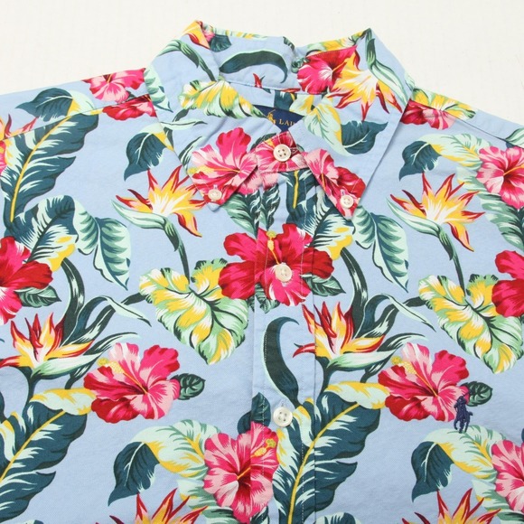 Ralph Lauren Other - Ralph Lauren Shirt Mens Medium Blue Hawaiian Floral Short Sleeve Button Down